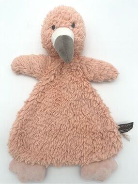 Demdaco Plush Flamingo Lovey Pink Security Blanket Baby Rattle 13"